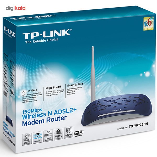 مودم روتر بیسیم N150 تی پی-لینک سری +ADSL2 مدل TD-W8950N_V1