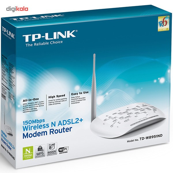 مودم روتر ADSL2 Plus بیسیم N150 تی پی-لینک مدل TD-W8951ND_V1