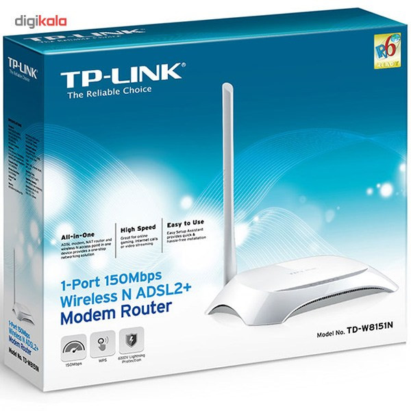 مودم روتر ADSL2 Plus بیسیم N150 تی پی-لینک مدل TD-W8151N