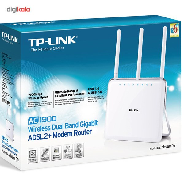 مودم روتر +ADSL2 گیگابیتی دوبانده بی سیم تی پی-لینک مدل Archer D9 AC1900_V1