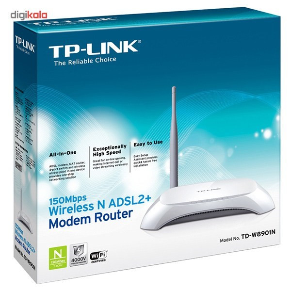 مودم روتر ADSL2 Plus بیسیم N150 تی پی-لینک مدل TD-W8901N_V1